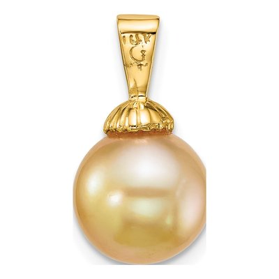 14K Yellow Gold Cultured Pearl Golden Pendant – view 3