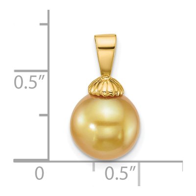 14K Yellow Gold Cultured Pearl Golden Pendant – view 4