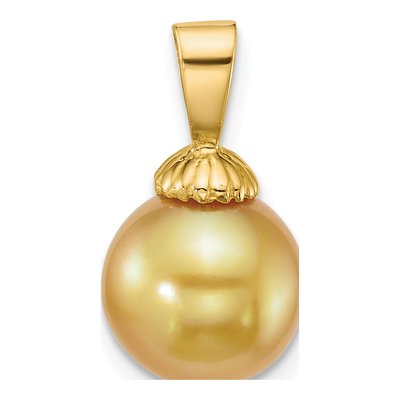 14K Yellow Gold Cultured Pearl Golden Pendant