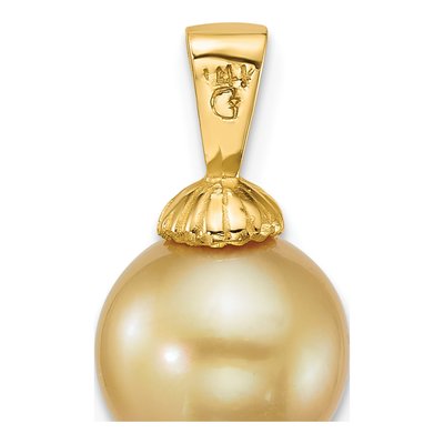 14K Yellow Gold Cultured Pearl Golden Pendant – view 3