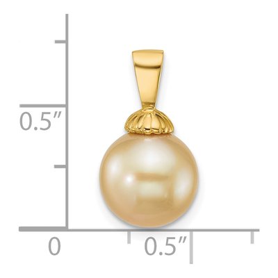 14K Yellow Gold Cultured Pearl Golden Pendant – view 4