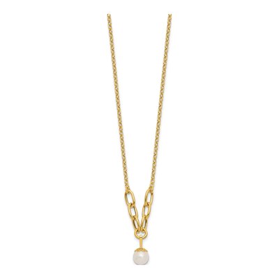 14K Yellow Gold Freshwater Cultured Pearl Dangle Necklace – view 2