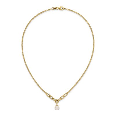 14K Yellow Gold Freshwater Cultured Pearl Dangle Necklace – view 4