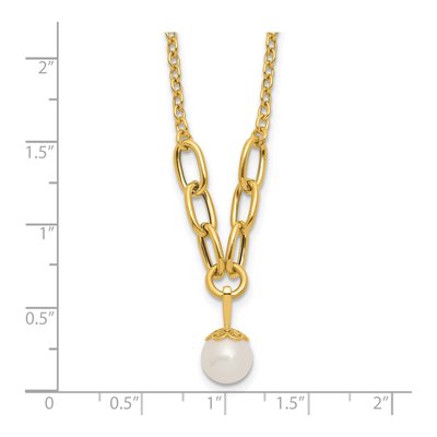 14K Yellow Gold Freshwater Cultured Pearl Dangle Necklace – view 5
