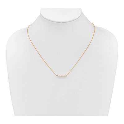 14K Yellow Gold Freshwater Cultured Pearl Bar Necklace – view 3