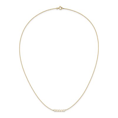 14K Yellow Gold Freshwater Cultured Pearl Bar Necklace – view 4