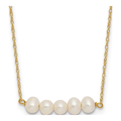 14K Yellow Gold Freshwater Cultured Pearl Bar Necklace