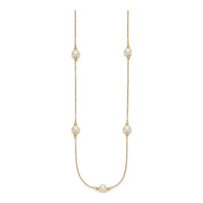 14K Yellow Gold Freshwater Cultured Pearl 5-Station Necklace – view 2