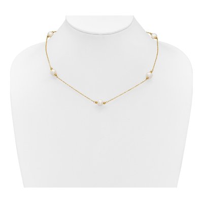 14K Yellow Gold Freshwater Cultured Pearl 5-Station Necklace – view 3