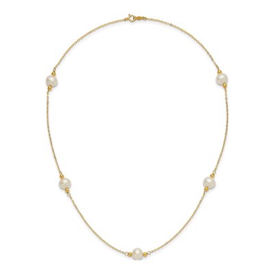 14K Yellow Gold Freshwater Cultured Pearl 5-Station Necklace – view 4