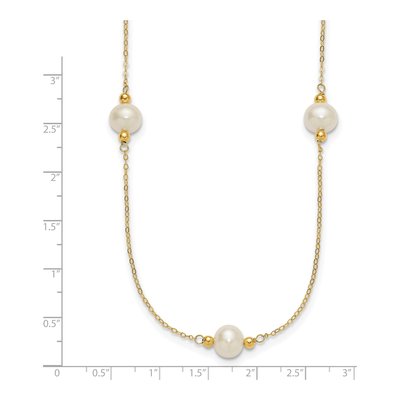 14K Yellow Gold Freshwater Cultured Pearl 5-Station Necklace – view 5