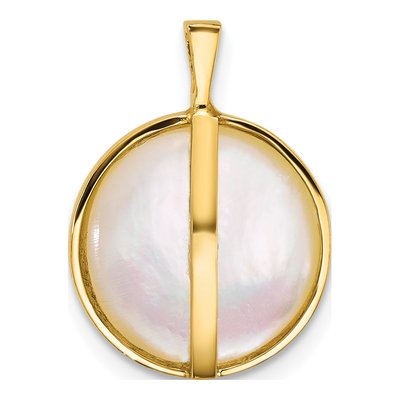 14K Yellow Gold Akoya Cultured Pearl Mabe Pendant – view 3