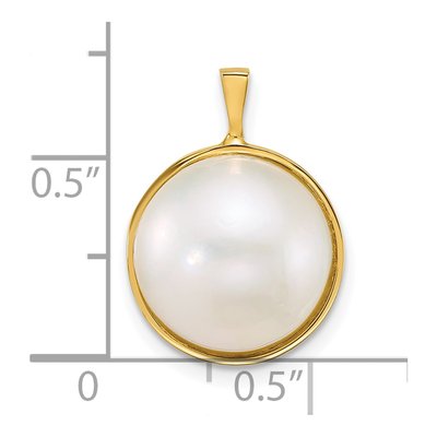 14K Yellow Gold Akoya Cultured Pearl Mabe Pendant – view 4