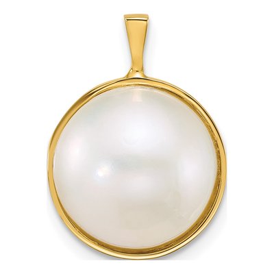 14K Yellow Gold Akoya Cultured Pearl Mabe Pendant