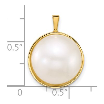 14K Yellow Gold Akoya Cultured Pearl Mabe Pendant – view 4