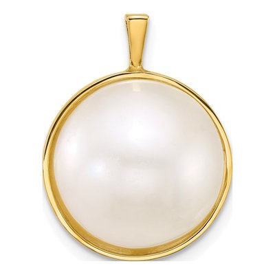 14K Yellow Gold Akoya Cultured Pearl Mabe Pendant