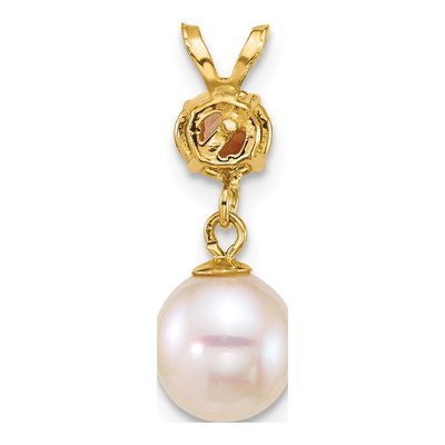14K Yellow Gold Citrine & Freshwater Cultured Pearl Dangle Pendant – view 3