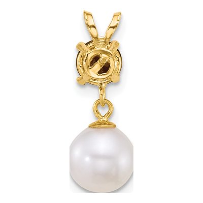 14K Yellow Gold Garnet & Freshwater Cultured Pearl Dangle Pendant – view 3