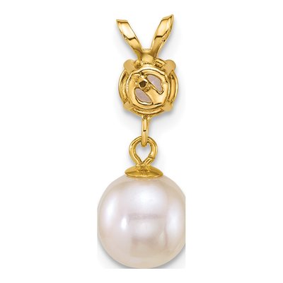 14K Yellow Gold White Topaz & Freshwater Cultured Pearl Round Dangle Pendant – view 3