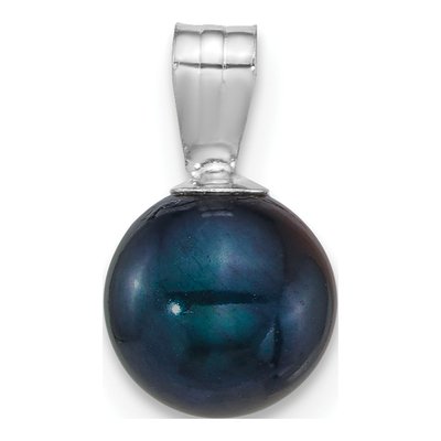 14K White Gold Black Freshwater Cultured Pearl Pendant