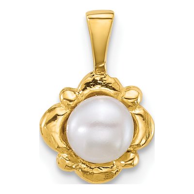 14K Yellow Gold Freshwater Cultured Pearl Button Pendant