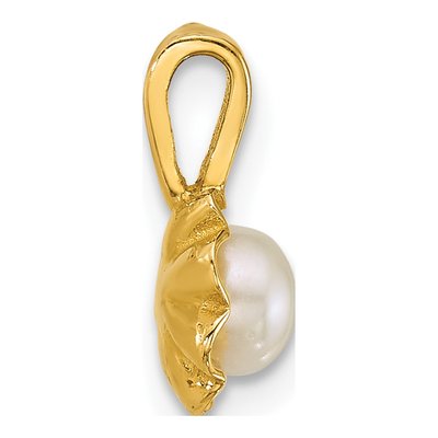 14K Yellow Gold Freshwater Cultured Pearl Flower Pendant – view 2