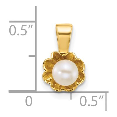 14K Yellow Gold Freshwater Cultured Pearl Flower Pendant – view 4