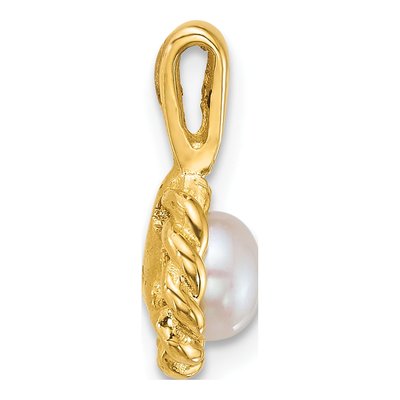 14K Yellow Gold Freshwater Cultured Pearl Button Twisted Edge Pendant – view 2