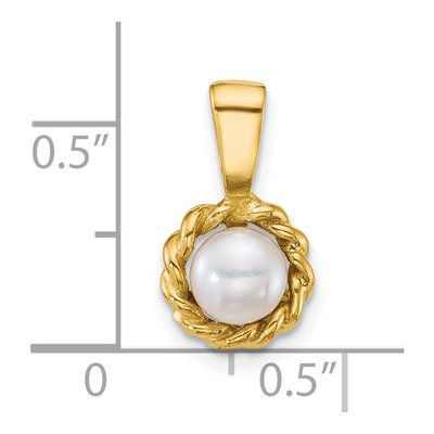 14K Yellow Gold Freshwater Cultured Pearl Button Twisted Edge Pendant – view 4