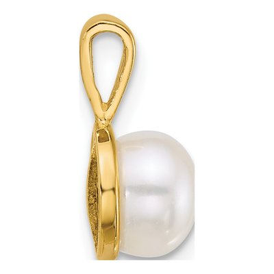 14K Yellow Gold Freshwater Cultured Pearl Button Pendant – view 2