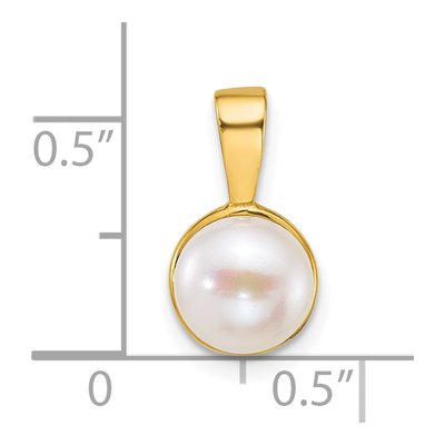 14K Yellow Gold Freshwater Cultured Pearl Button Pendant – view 4