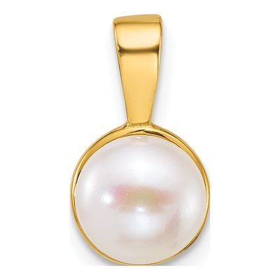 14K Yellow Gold Freshwater Cultured Pearl Button Pendant