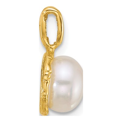 14K Yellow Gold Freshwater Cultured Pearl Button Pendant – view 2