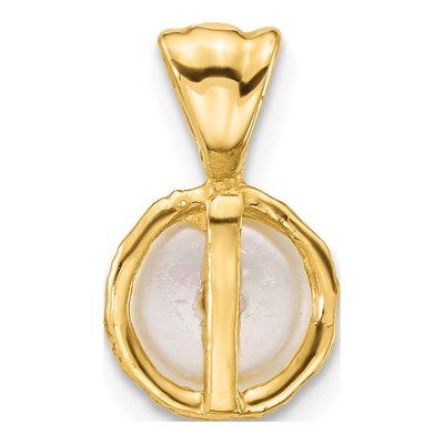 14K Yellow Gold Freshwater Cultured Pearl Button Pendant – view 3