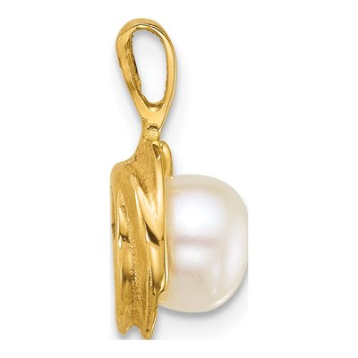 14K Yellow Gold Freshwater Cultured Pearl Button Pendant – view 2