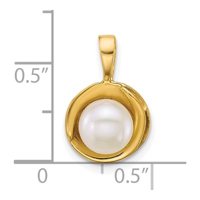 14K Yellow Gold Freshwater Cultured Pearl Button Pendant – view 4