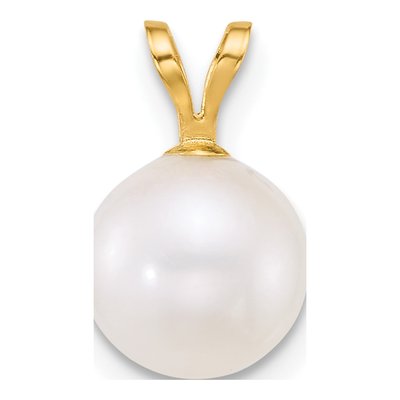 14K Yellow Gold Freshwater Cultured Pearl Round Pendant – view 3