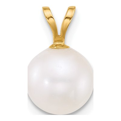 14K Yellow Gold Freshwater Cultured Pearl Round Pendant