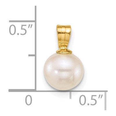 14K Yellow Gold Freshwater Cultured Pearl Round Pendant – view 4