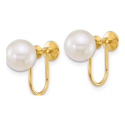 14K Yellow Gold Round Akoya Cultured Pearl Non-Pierced Button Stud Earrings – view 2