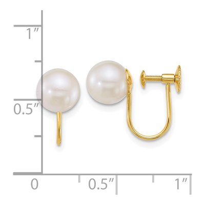 14K Yellow Gold Round Akoya Cultured Pearl Non-Pierced Button Stud Earrings – view 3