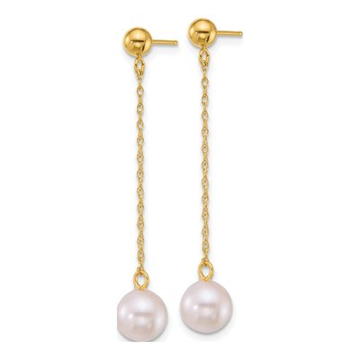 14K Yellow Gold Akoya Cultured Pearl Dangle Earrings – view 2