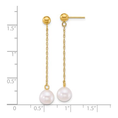 14K Yellow Gold Akoya Cultured Pearl Dangle Earrings – view 3