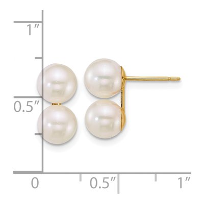 14K Yellow Gold Round Akoya Cultured Pearl Double Stud Earrings – view 3