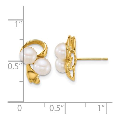 14K Yellow Gold Round Freshwater Cultured Pearl Button Stud Earrings – view 3