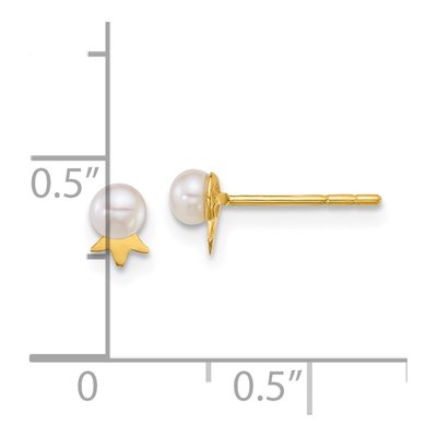 14K Yellow Gold Round Freshwater Cultured Pearl Button Stud Earrings – view 3