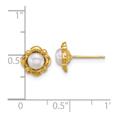 14K Yellow Gold Freshwater Cultured Pearl Button Stud Earrings – view 3