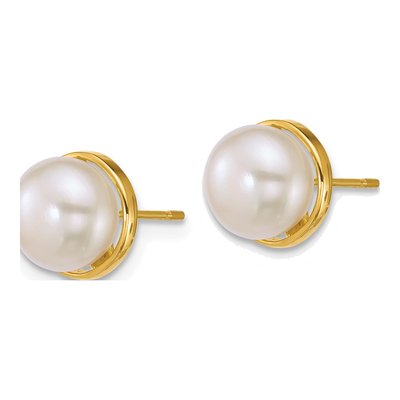 14K Yellow Gold Freshwater Cultured Pearl Button Stud Earrings – view 2