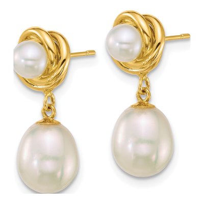14K Yellow Gold Freshwater Cultured Pearl Dangle Earrings – view 2