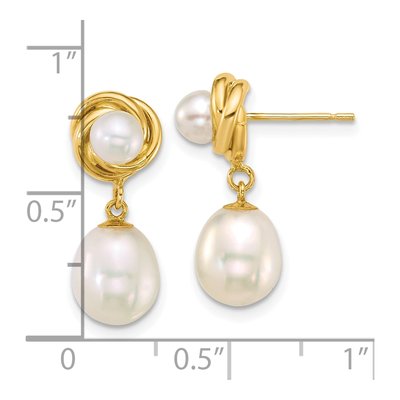 14K Yellow Gold Freshwater Cultured Pearl Dangle Earrings – view 3
